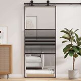 vidaXL Drsna vrata Črna 90 x 205 cm Kaljeno steklo in aluminij | Shoptok.si
