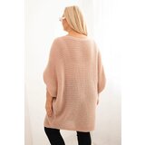 Kesi Włoski Women's Plus Size Sweater with mohair poncho powder pink | Shoptok.si
