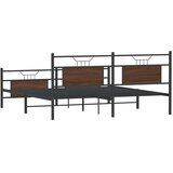 vidaXL Kovinski posteljni okvir brez vzmetnice rjavi hrast 180x200 cm | Shoptok.si