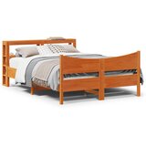 Maison Chic Posteljni okvir - Dvoposteljna postelja - Zakonska postelja z vzglavjem voščeno rjava 140x200 cm borovina, (21693590) | Shoptok.si