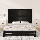 Zidno uzglavlje crni 147x3x90 cm od masivne borovine | Eponuda.com