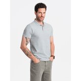 Ombre Men's BASIC single color pique knit polo shirt - grey | shoptok.hr