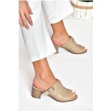 Fox Shoes P555450903 Mink Genuine Leather Thick Heeled Women's Daily Slipper | shoptok.hr