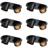 QAZQA Set van 6 inbouwspots zwart GU10 50mm 2-lichts - Installa | Shoptok.si