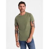 Ombre BASIC men's classic cotton T-shirt - khaki Cene