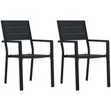 vidaXL Vrtne stolice 2 kom crne HDPE s izgledom drva | shoptok.hr