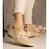 D/CEO UR/CEO Beige perforated women's moccasins with decoration Mensory