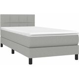  Box spring krevet s madracem svjetlosivi 90x190 cm od tkanine Slike