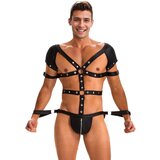 SuperLove Sexy Body Harness for Men with Zipped Crotch & Handcuffs 270 Black M Cijene