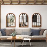 Izdelki za telo Obokano stensko ogledalo, okrasno okensko ogledalo, dim. 60 x 90 cm, naravno | Shoptok.si