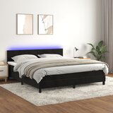 The Living Store Box spring postelja z vzmetnico LED črna 160x200 cm žamet - Box Spring Postelja, (21489033) Cene