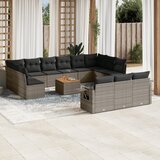 Maison Chic Seti vrtnega pohištva - Vrtna garnitura - Vrtni pohištvo set 14-delna z blazinami siv poli ratan, (21809786) | Shoptok.si