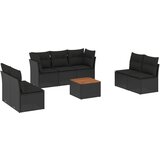 vidaXL Vrtna sedežna garnitura 8-delna z blazinami črn poli ratan, (21035144) | Shoptok.si