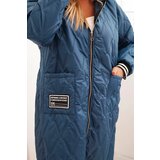Kesi Włoski plus size women's quilted jacket with a hood and sporty cuffs denim | Eponuda.ba