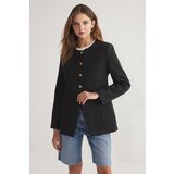 Trendyol Black Padded Crew Neck Woven Tweed Blazer Jacket | ePonuda.com