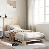 vidaXL Posteljni okvir z vzglavjem 90x200 cm trdna borovina | Shoptok.si