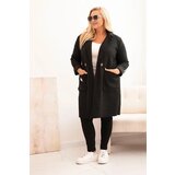 Kesi Włoski Plus Size women's coat made of faux shearling with pockets black | Eponuda.ba