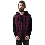 Urban Classics Hooded Checked Flanell Sweat Sleeve Shirt blk/burgundy/blk Cene