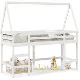  The Living Store Posteljni okvir z lestvijo in streho bel 90x200 cm borovina - Pograd, (21497419) | Shoptok.si