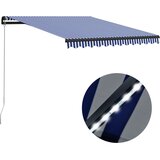 vidaXL Ročno zložljiva tenda z LED 300x250 cm modra in bela Cene