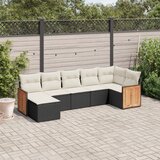 Maison Chic Seti vrtnega pohištva - Vrtna garnitura - Vrtni pohištvo set 7-delna z blazinami črn poli ratan, (21801924) | Shoptok.si