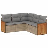  The Living Store Vrtna sedežna garnitura 5-delna z blazinami bež poli ratan - Vrtna Sedežna Garniture, (21443220) | Shoptok.si