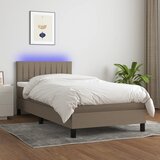  box spring s madracem LED smeđesivi 90x190 cm tkanina | shoptok.hr