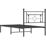 vidaXL Kovinski posteljni okvir z vzglavjem črn 90x200 cm | Shoptok.si