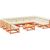 10-dijelni set vrtnih sofa s jastucima voštano smeđi borovine | shoptok.hr