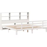 vidaXL Knjižna postelja brez vzmetnice bela 200x200 cm trdna borovina | Shoptok.si