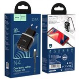 Hoco pametni hišni polnilec N4 12W z 2,4A z 2x USB vtičem in s polnilnim kablom Micro USB črn | Shoptok.si