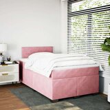vidaXL Box spring postelja z vzmetnico roza 120x200 cm žamet | Shoptok.si