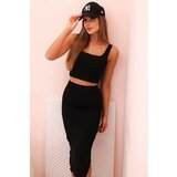Kesi Włoski Women's top and ribbed skirt set black Cijene
