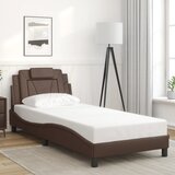 Maison Chic Posteljni okvir - Enojna postelja - Postelja za odrasle z vzglavjem rjav 90x200 cm umetno usnje-J9616, (21760552) | Shoptok.si