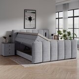 Premium Living Postelja Boxspring Elysia, Svetlo Siva, 200x200 | Shoptok.si