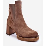 Boto Suede Boots On Heel Liresa Brown | shoptok.hr