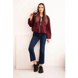 Kesi Włoski Women's jacket with a zipper and puffed sleeve burgundy | Shoptok.si