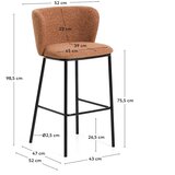 Kave Home Oblazinjen barski stol v barvi terakote (višina sedeža 75 cm) Ciselia – | Shoptok.si