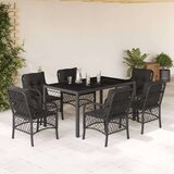  7-dijelni vrtni blagovaonski set s jastucima crni od poliratana | shoptok.hr