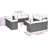  13-dijelni set vrtnih sofa s jastucima poliratan crni | shoptok.hr