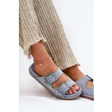 Boto Ladies Slippers With Buckles And Decorative Edging Blue Visley | ePonuda.com