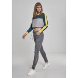Urban Classics Women's Cropped 3-Tone Stripe Crew Grey/Jasper/Chrome-Yellow Cene