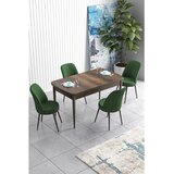 Hanah home trpezarijski set Han, sto na razvlačenje i 4 stolice, ploča u dekoru drveta Baroque, kaki zelena tkanina Jerry | Eponuda.com