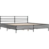  Posteljni okvir siva sonoma 200x200 cm inž. les in kovina | Shoptok.si