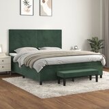  The Living Store Box spring postelja z vzmetnico temno zelena 180x200 cm žamet - Box Spring Postelja, (21488693) Cene