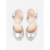 Sergio Leone Women's heeled sandals with an open heel silver | Shoptok.si