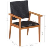  5-dijelni vrtni blagovaonski set od poliratana crno smeđi | shoptok.hr
