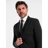 Ombre Men's SLIM knit jacket with subtle texture - black | Shoptok.si