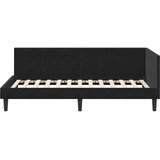  Kutni okvir kreveta s uzglavljem Crna 90 cm x 190 cm Baršun | shoptok.hr