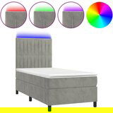 Maison Chic Box spring postelja - Vzmetna postelja z vzmetnico LED svetlo siva 80x200 cm žamet SL2692, (21903042) | Shoptok.si